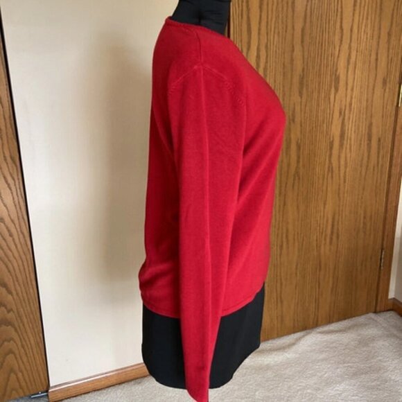 Basic Editions Red V Neck Sweater Medium - Picture 3 of 8
